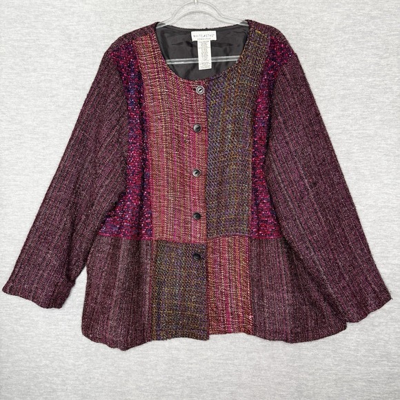 White Stag Jacket Women's Plus Size 3X 22W/24W Mixed Media Patchwork Blazer - Picture 1 of 6